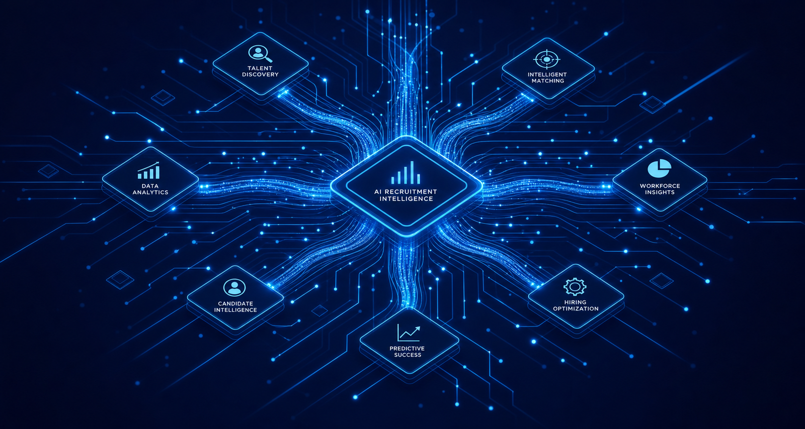 Abstract visual representing recruitment operations and AI integration